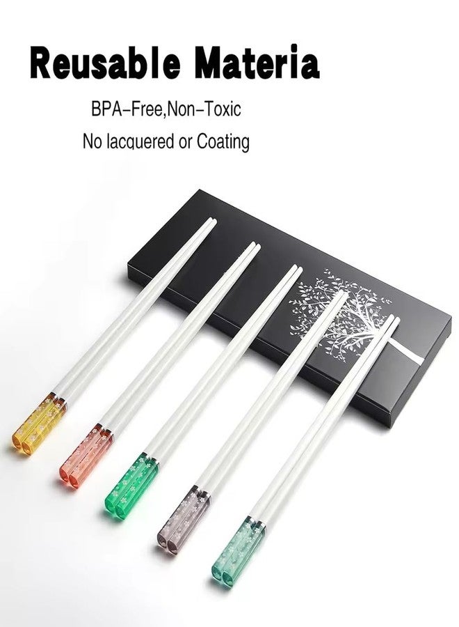Iktu 5 Pairs Reusable Fiberglass Chopsticks Dishwasher Safe, Lightweight Japanese Stylish Chopstick, Gift Set - Image 3